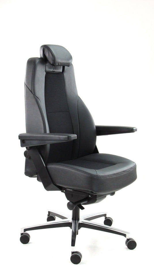 B1 Mix Met Opklapbare Armrest - Mirage en Leer Zwart - Re - Use24Bureaustoelen
