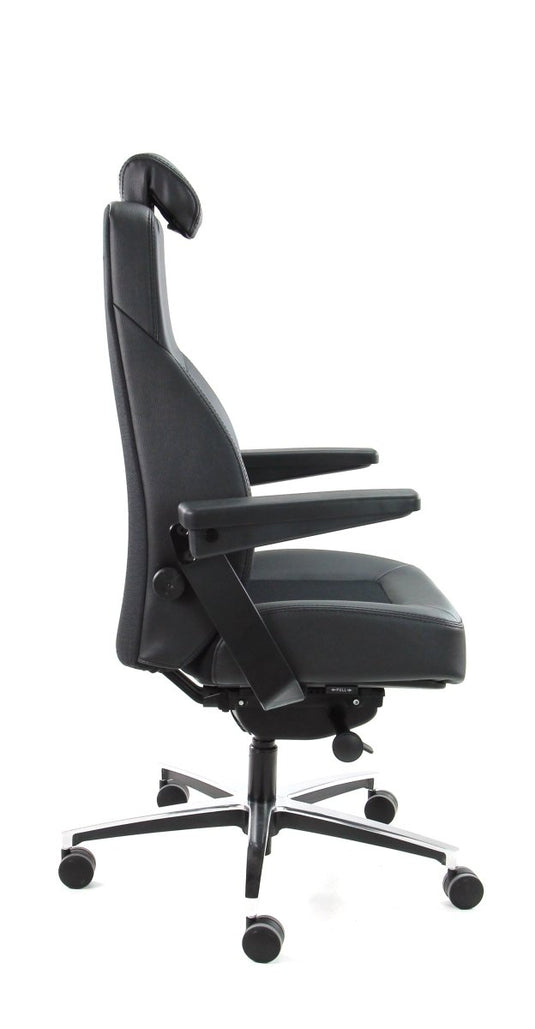 B1 Mix Met Opklapbare Armrest - Mirage en Leer Zwart - Re - Use24Bureaustoelen