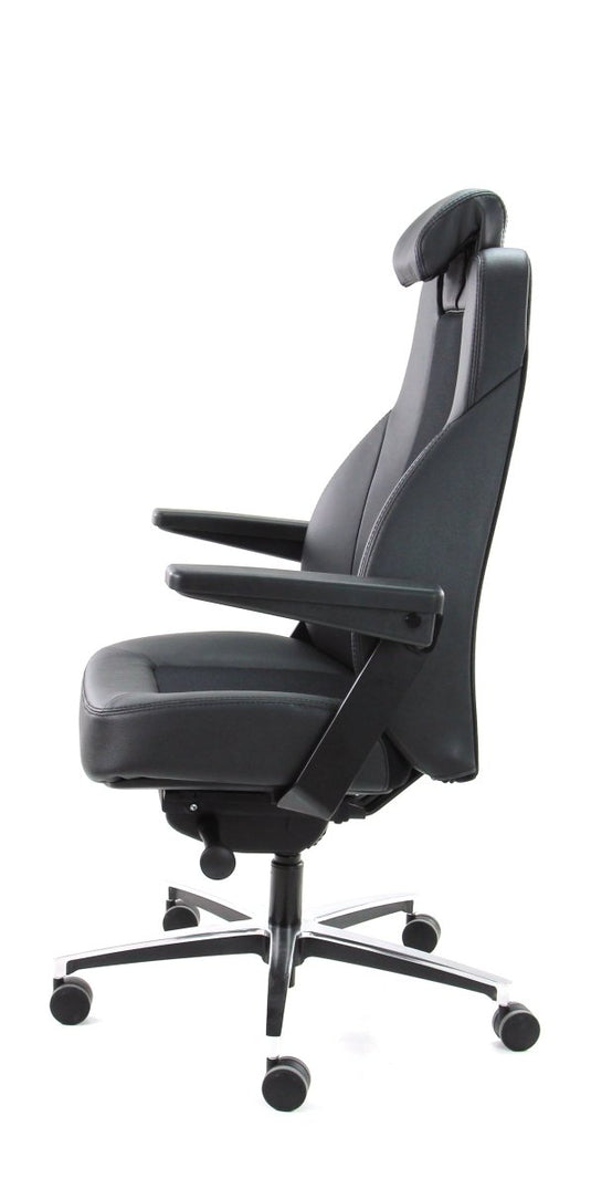 B1 Mix Met Opklapbare Armrest - Mirage en Leer Zwart - Re - Use24Bureaustoelen