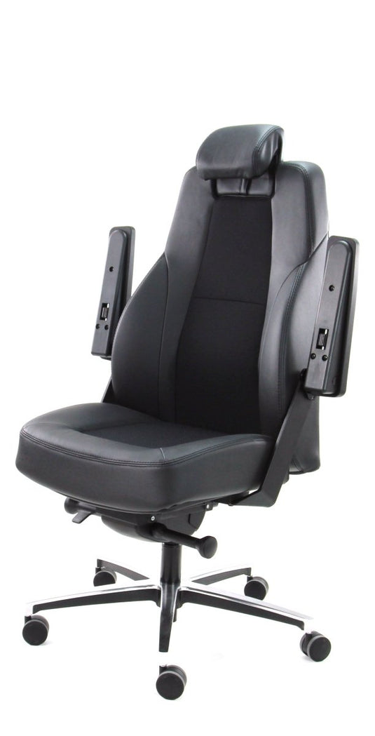 B1 Mix Met Opklapbare Armrest - Mirage en Leer Zwart - Re - Use24Bureaustoelen