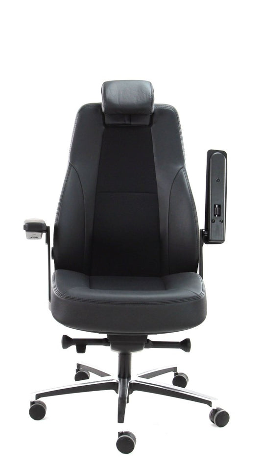 B1 Mix Met Opklapbare Armrest - Mirage en Leer Zwart - Re - Use24Bureaustoelen