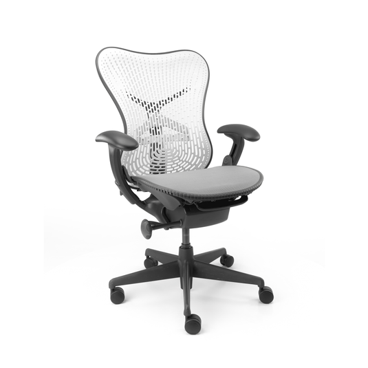 Bureaustoel Herman Miller Mirra wit/grijs Refurbished - Re - Use24Bureaustoelen