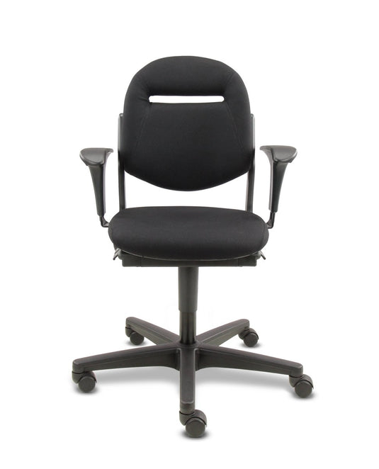 Ahrend 220 ergonomische bureaustoel, nieuwe stof zwart. - Re - Use24Bureaustoelen