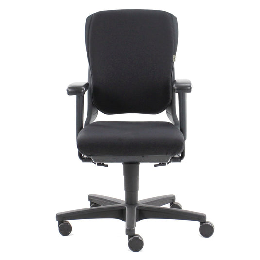 Ahrend 230 Hoge Rug Mirage Zwart Met Zwart Kruisvoet - Re - Use24Bureaustoelen