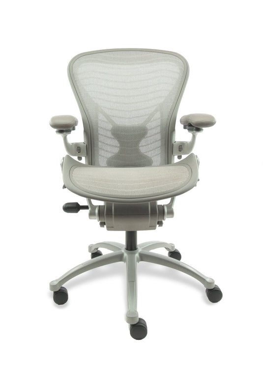 Herman Miller Aeron "B" Posturefit Titanium Refurbished - Re - Use24Bureaustoelen