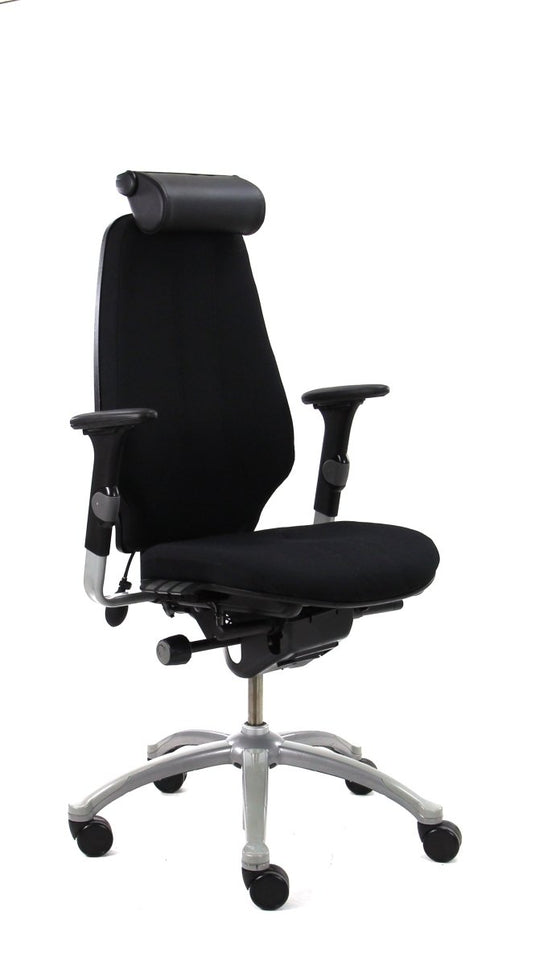 RH Logic 400 nieuwe stof zwart met lederen hoofdsteun - Re-Use24